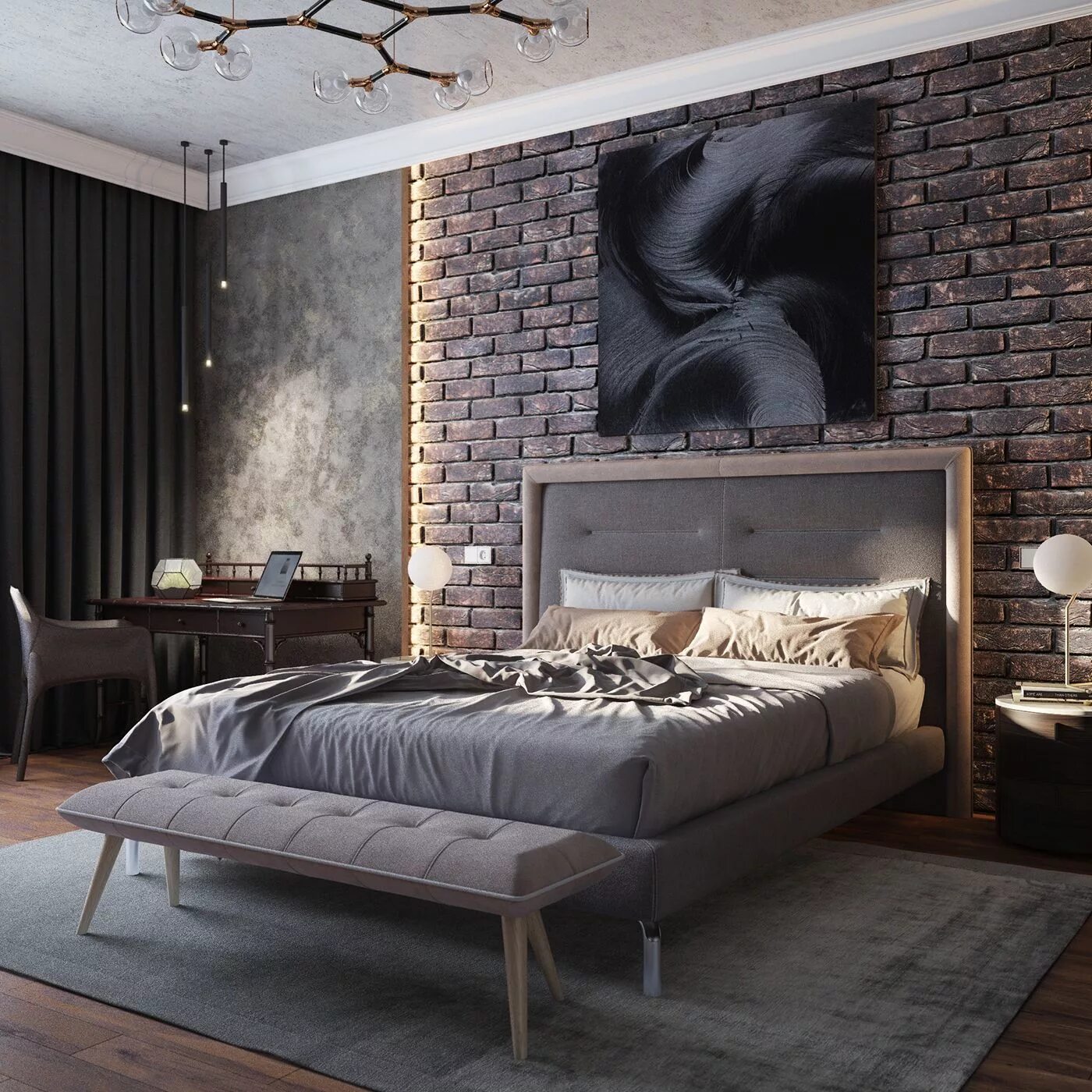 Купить молодежную спальню стиле лофт гомель Bedroom Visualization on Behance Bedroom interior, Industrial modern bedroom, Mo