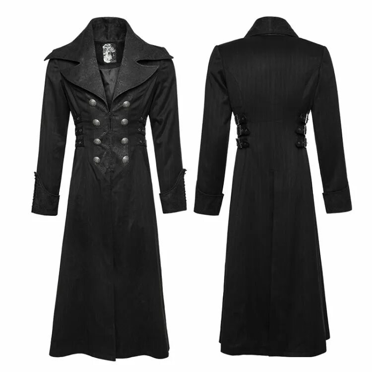 Купить мужское пальто в готическом стиле Пальто Gentleman Steam Punk Arctic Wolf Collar Long Coat Punk Rave Y-742/BK-ST /