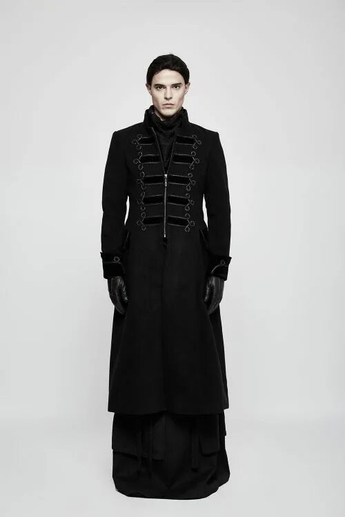 Купить мужское пальто в готическом стиле Пальто Gothic Long Coat Punk Rave Y-798/BK / Пальто, жакеты, куртки