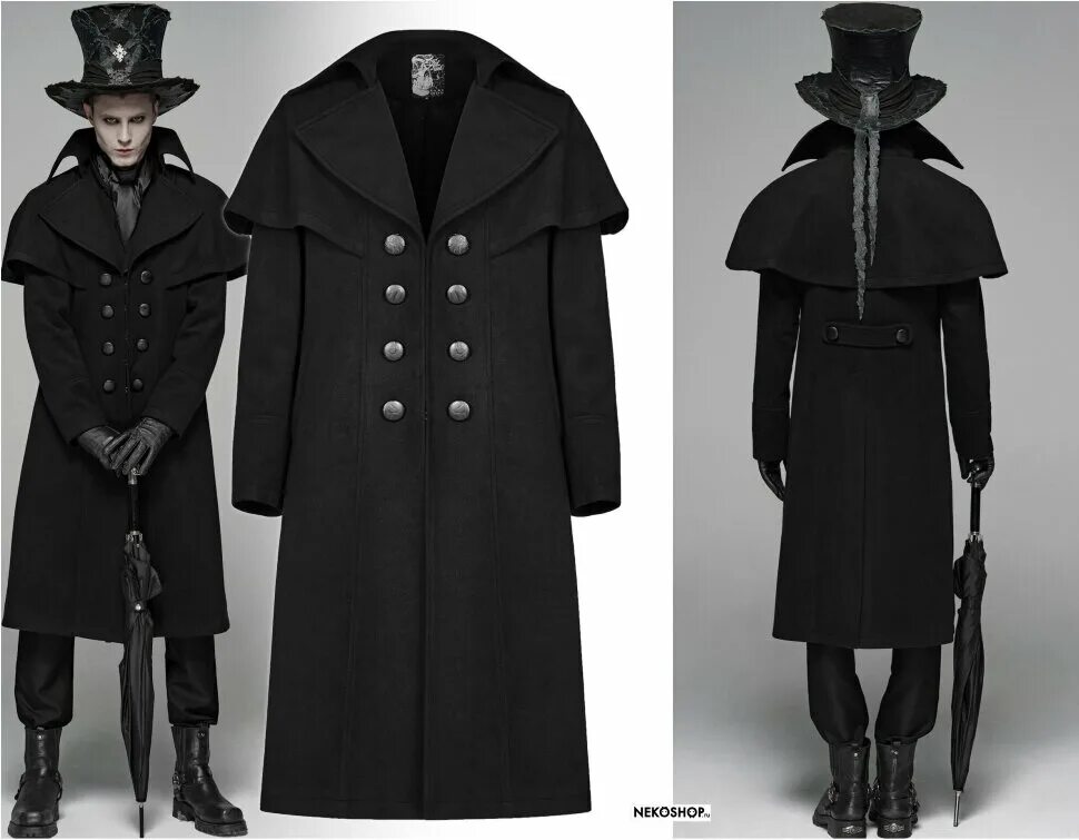 Купить мужское пальто в готическом стиле Пальто Gentleman Купить по низкой цене в интернет-магазине Nekoshop
