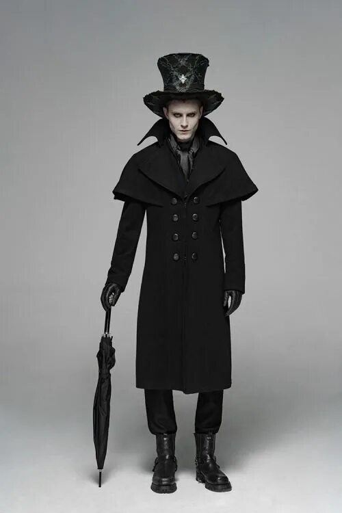 Купить мужское пальто в готическом стиле Пальто Gothic dark cloth coat Punk Rave WY-1090XCM/BK / Пальто, жакеты, куртки