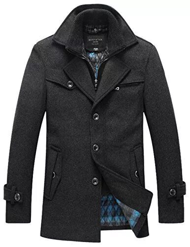 Купить мужское полупальто в стиле бушлата Match Mens Wool Classic Pea Coat Winter Coat at Amazon Men’s Clothing store: Woo