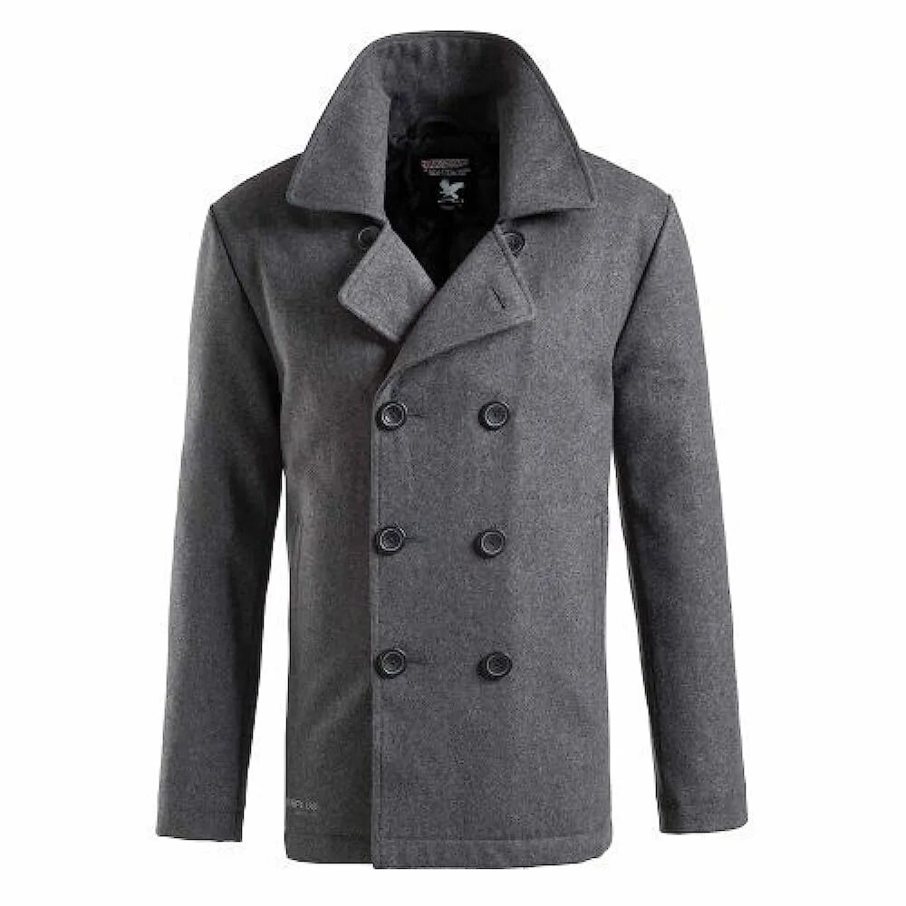 Купить мужское полупальто в стиле бушлата Купить мужские пальто Surplus Raw Vintage Surplus Herren PEA Coat, Anthracite, L