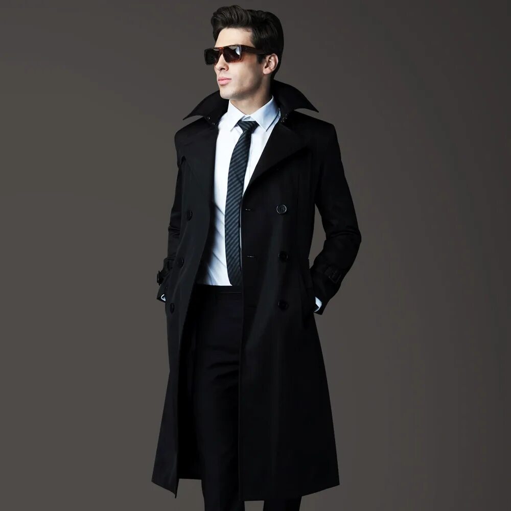 Купить мужской плащ в москве деловой стиль USD 356.03 UrsMart Authentic Trench Coat Men's Long Double Breasted Men's Trench