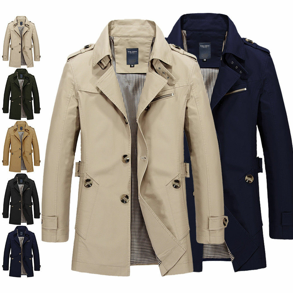Купить мужской плащ в москве деловой стиль Купить New Fashion Mens Winter Slim Stylish Trench Coat Long Jacket Overcoat Out