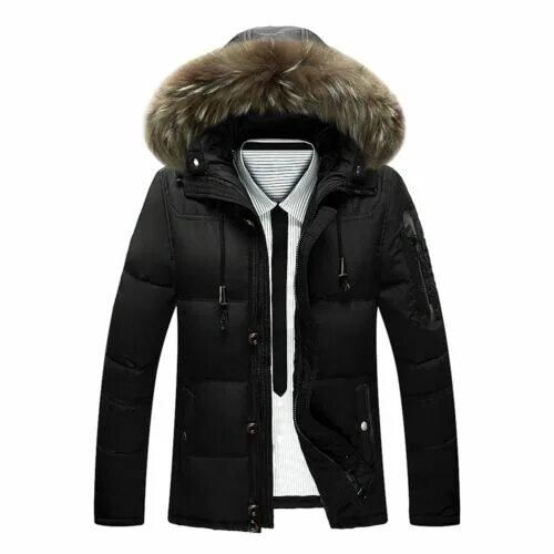 Купить мужскую зимнюю куртку цена фото Men Duck Down Jacket Fur Hooded Coat Outwear Puffer Parka Thick Winter Ski Warm 