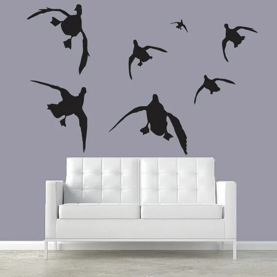Купить на стену декор охота Mallard Wall Decal Silhouettes Cupped Mallard Ducks Living Room, Bedroom, Boy Gi