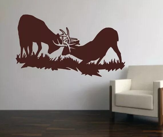 Купить на стену декор охота Deer Vinyl Wall Decal Fighting Deer Hunting Decor Style F 22331 - Etsy Deer wall
