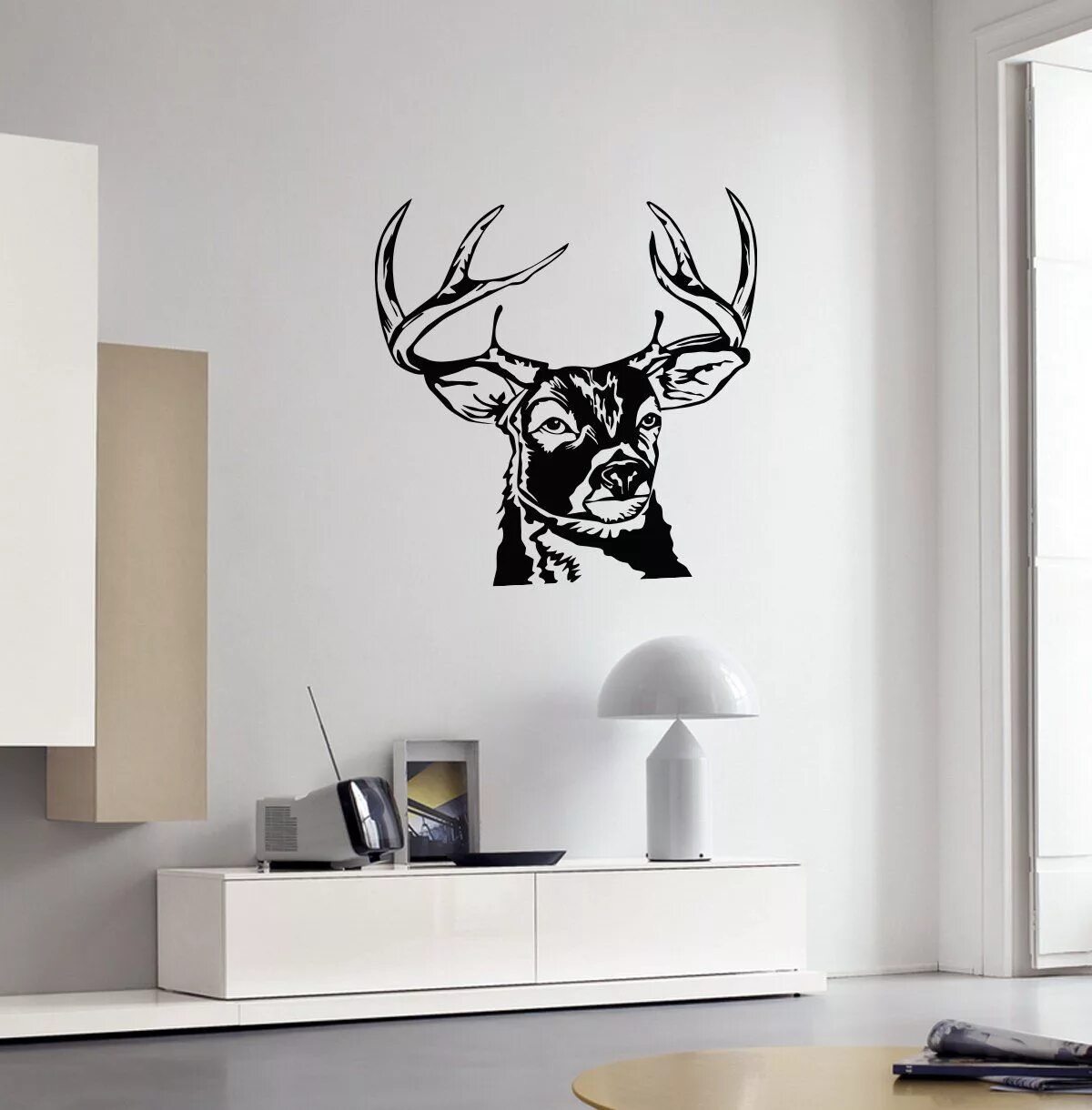 Купить на стену декор охота Deer Head Horns Vinyl Wall Decal Hunt Home Decor Interior Stickers Mural 2893di 