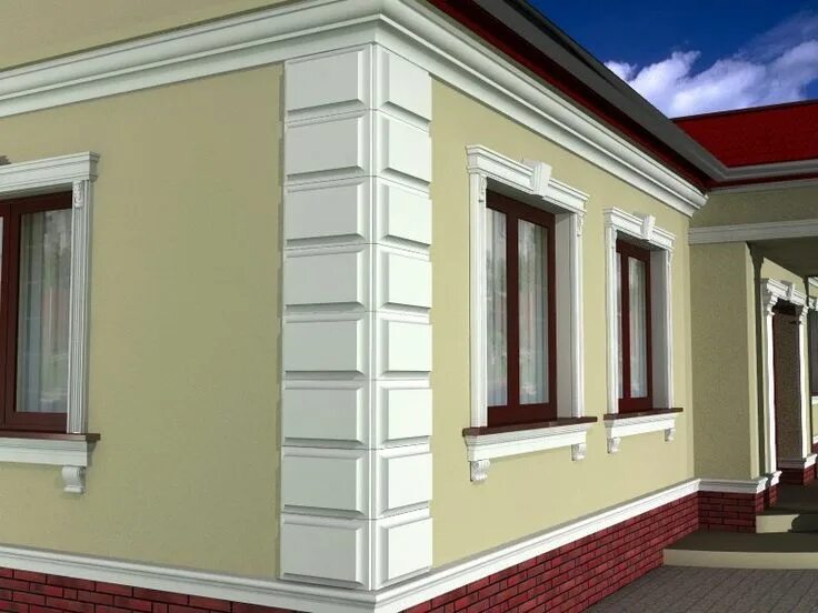 Купить наружный декор для дома Bossenstein für Ecke House arch design, House window design, House outside desig