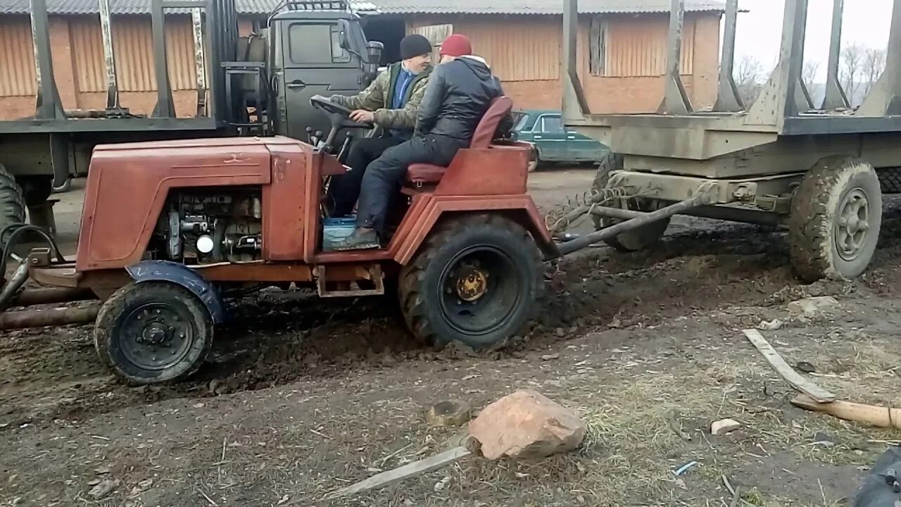Купить недоделанный самодельный трактор Самодельный трактор с двигателем от МТЗ тащит ураловский прицеп - YouTube