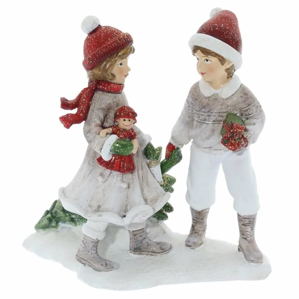Купить новогодние фигурки для декора Купить Статуэтка Дети, 14*7*12 см KSM-752694 по цене 867руб. с доставкой по Росс