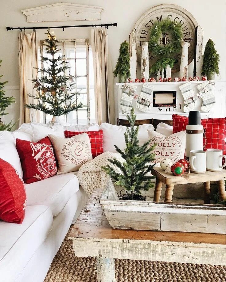 Купить новогодний декор для дома Pin by Jennifer Reed on ❥ A Farmhouse Christmas ❥ White christmas decor, Christm