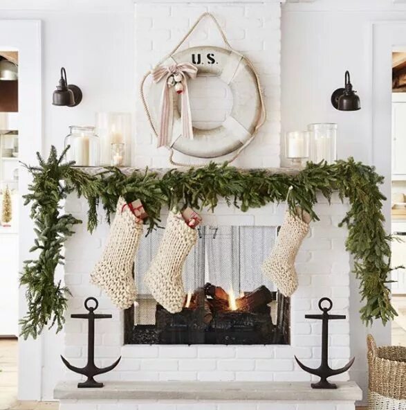 Купить новогодний декор для дома Fargo Wall Sconce Christmas fireplace decor, Christmas fireplace, Coastal christ
