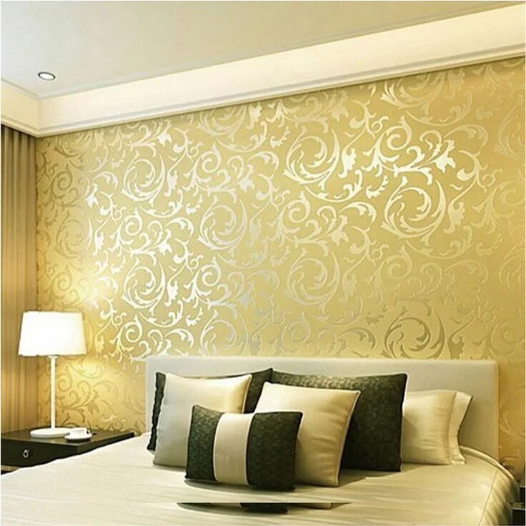 Купить обои для стен фото цены Unique Bedroom Designs with Damask Wallpaper