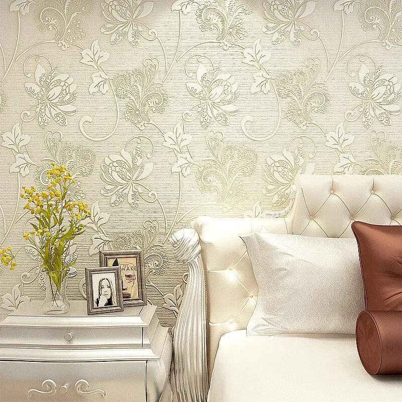 Купит обои в интерьере Wallpapers Luxury Italian Silk Fabrics Vintage Decor 3D Floral Wall Paper Flower