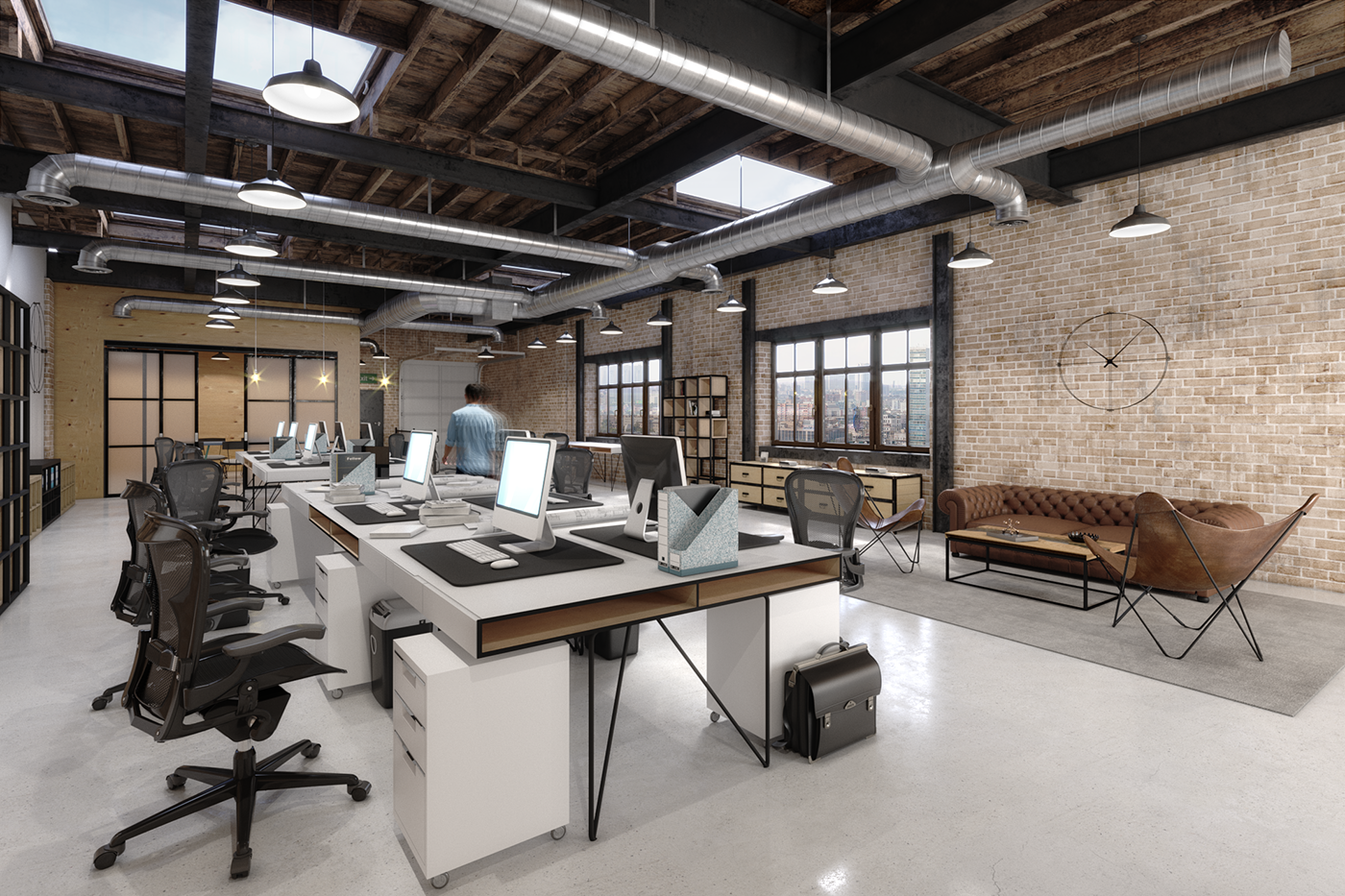 Купить офис в стиле лофт LOFT OFFICE SPACE on Behance Industrial interior office, Warehouse office design