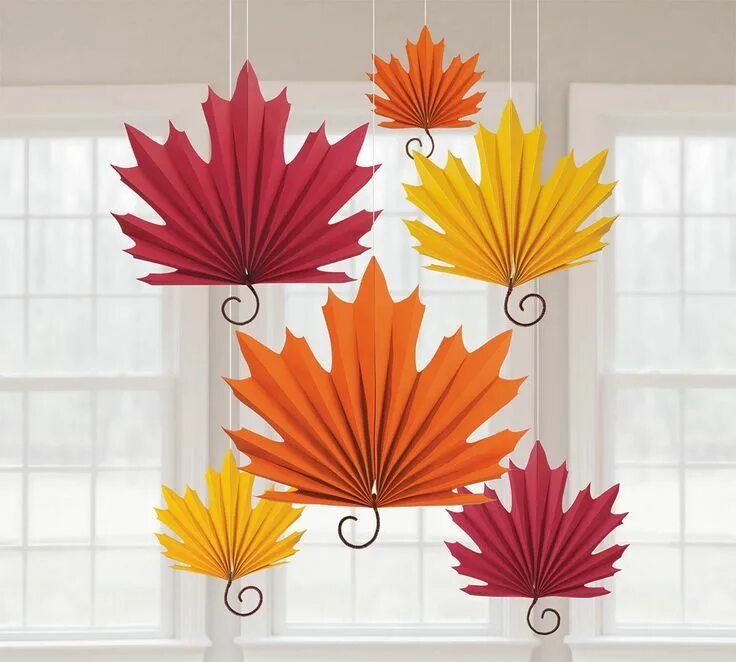 Купить осеннее оформление для детского сада Autumn Maple Leaf Paper Fan Paper fan decorations, Thanksgiving party supplies, 