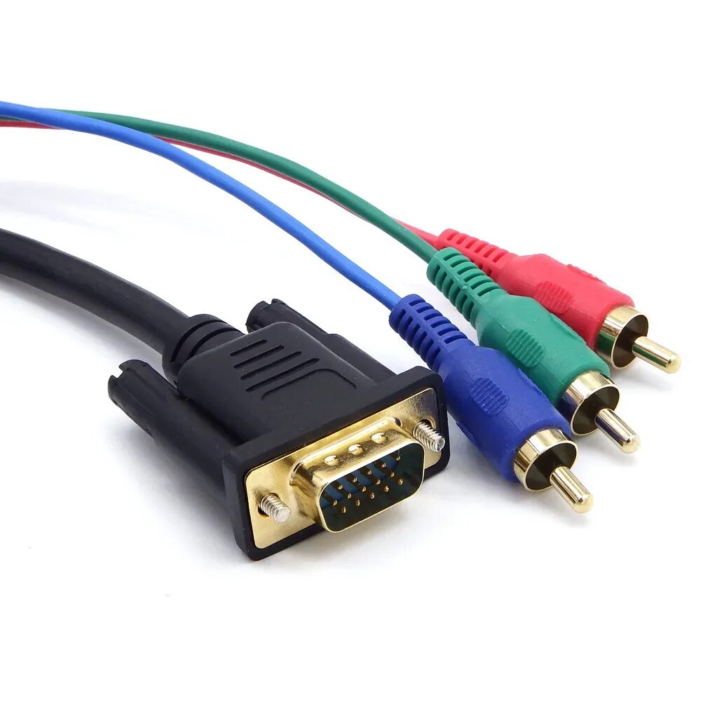 Купить переходники для подключения к телевизору 1,5 м 5 футов VGA к ТВ 3 RCA компонент AV Премиум Версия аудио кабель адаптер ка