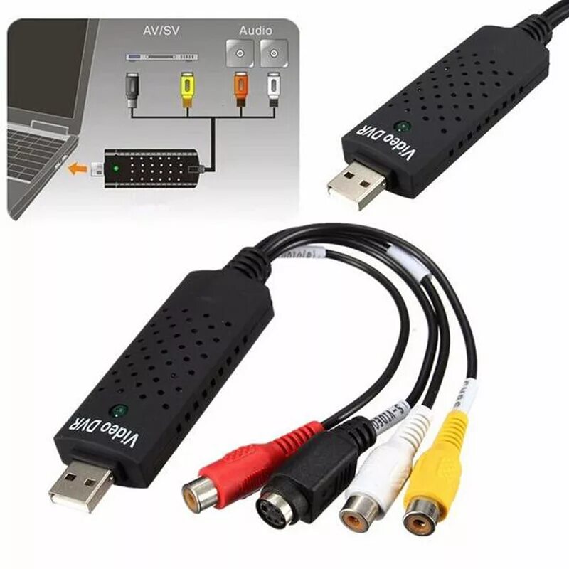 Купить переходники для подключения к телевизору Usb адаптер видеозахвата ТВ DVD VHS Captura de v Део AV аудио для компьютера ТВ 