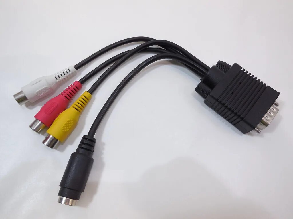 Купить переходники для подключения к телевизору Переходник с VGA SVGA на 3xRCA + S-VIDEO