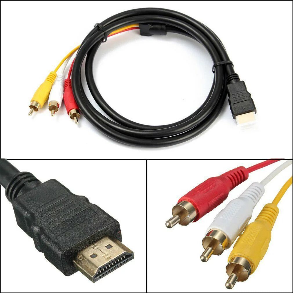 Купить переходники для подключения к телевизору 1080P HDTV HDMI-совместимый штекер 3 RCA аудио-видео AV-кабель адаптер шнура куп