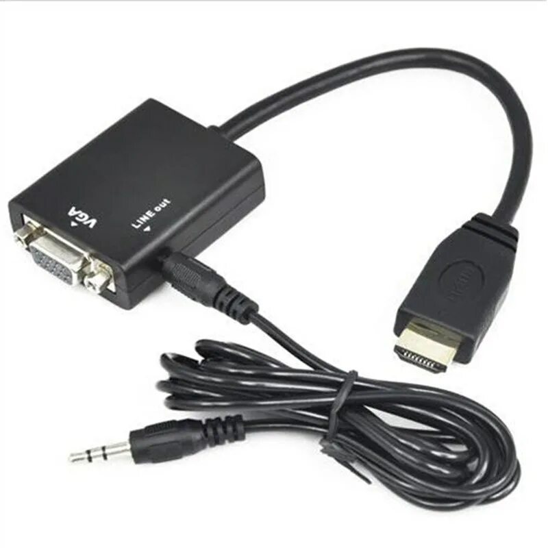 Купить переходники для подключения к телевизору Конвертер адаптер HDMI в VGA с аудио выходом