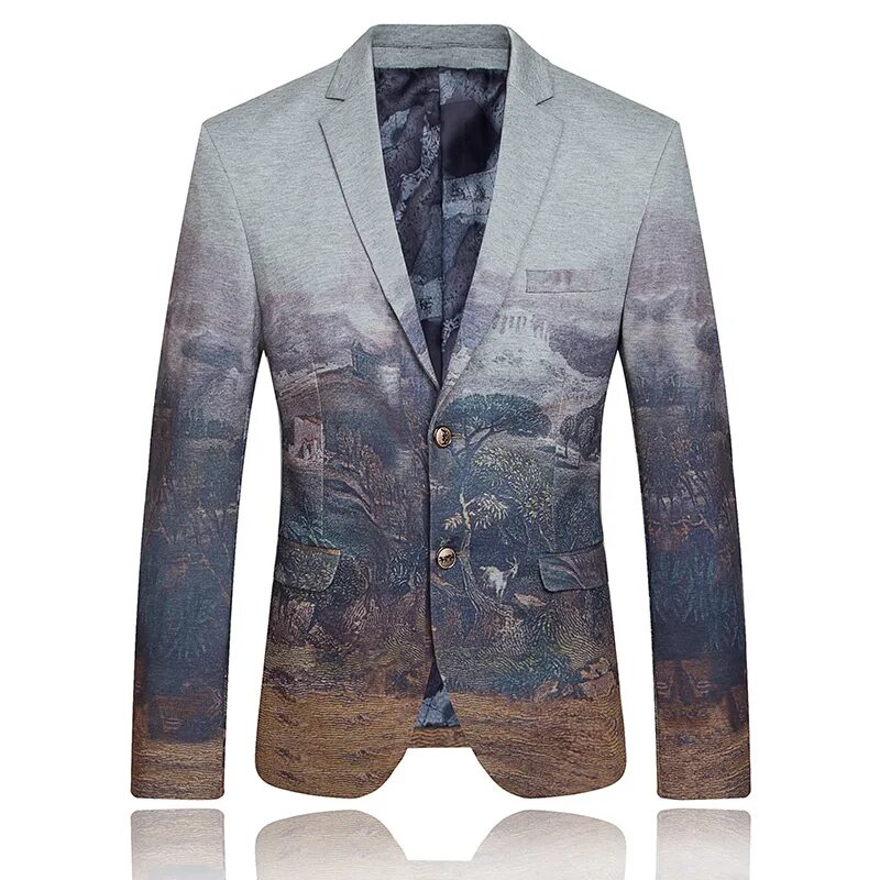 Купить пиджак мужской моды 1889 года Unique Mens Painting Dress Suit Blazer 2016 Fashion Party Wedding Tuxedo Suit Ja