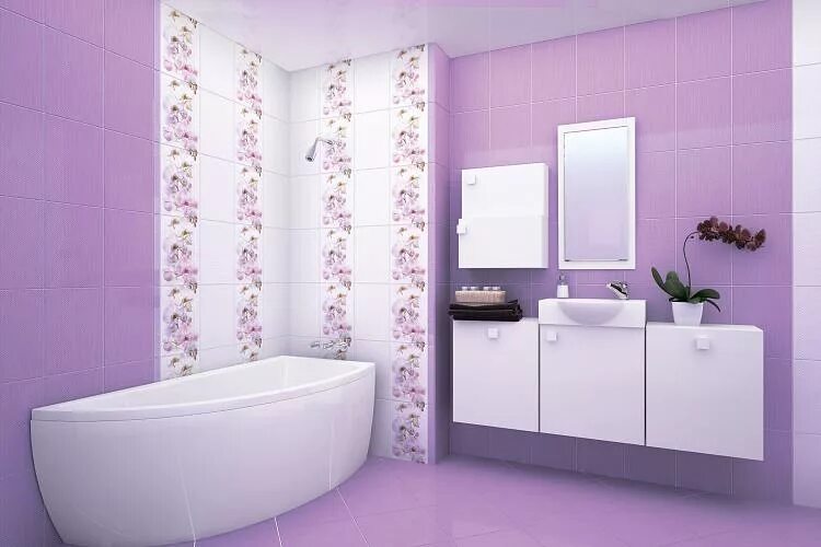 Купить плитку для ванной фото цена Декор Tropicana Orchids TC2M051DT 25х35 купить в ТСК "Фристайл"