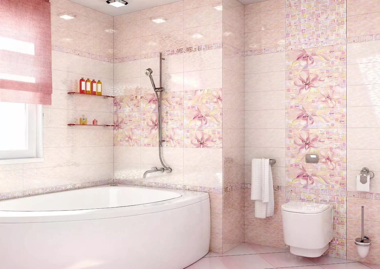 Купить плитку в минске цены фото Karamel розовый 6x60 Alma Ceramica - Бордюр Альма Керамика Карамель розовый БД60