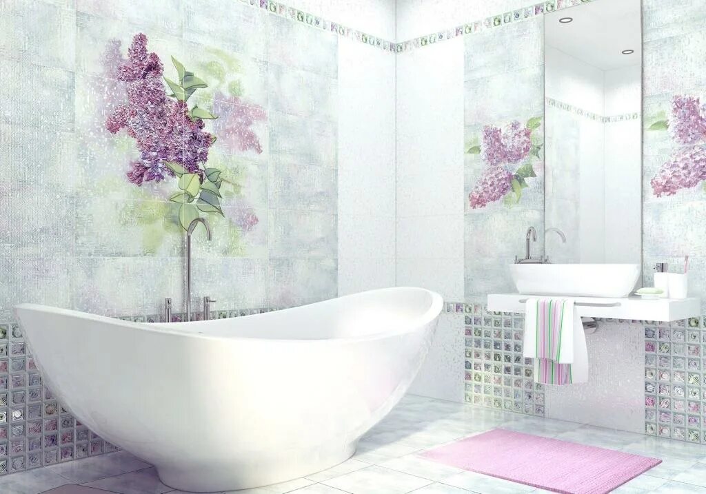 Купить плитку в ванну фото Плитка Sirio PWU09SIR1 панно из 8 плиток 996*1000*7,5 (1компл/Кор.) купить в Вор