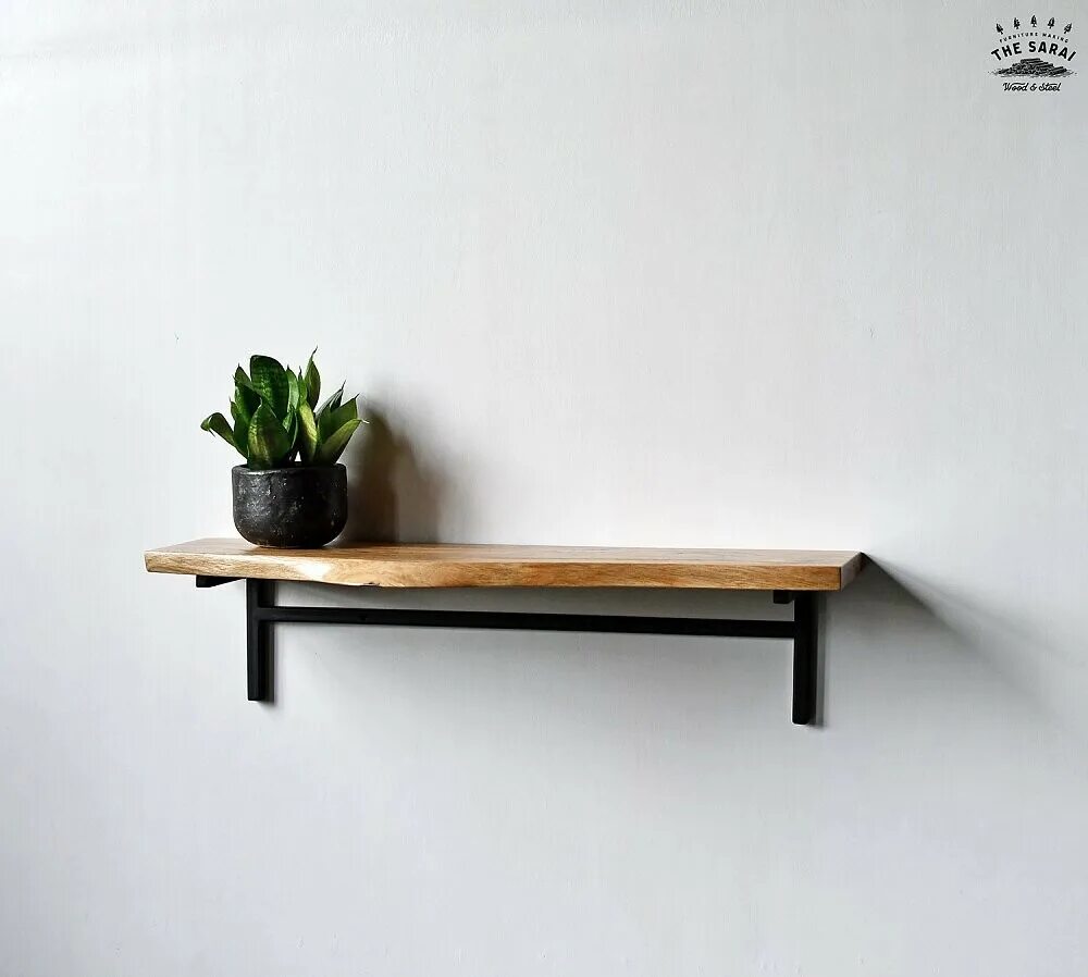 Купить полку в стиле лофт Полка настенная дуб, черная Wood 70 - купить за 7890 руб в интернет-магазине DG-
