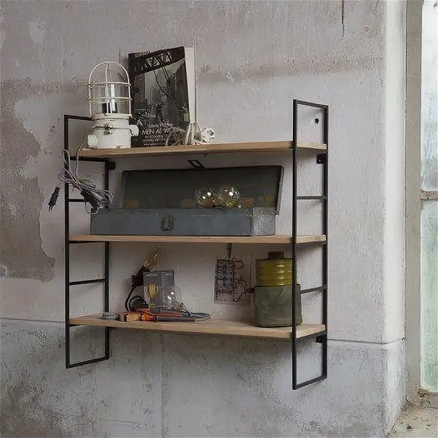 Купить полку в стиле лофт настенные Woood Meert Wandrek met eiken planken Wandrek, Keuken wandrek, Interieur