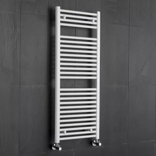 Купить полотенцесушитель водяной с нижним подключением 50 White Flat Ladder Style Bathroom Heated Towel Radiator Rail 47.25 x 19.5 - WellM