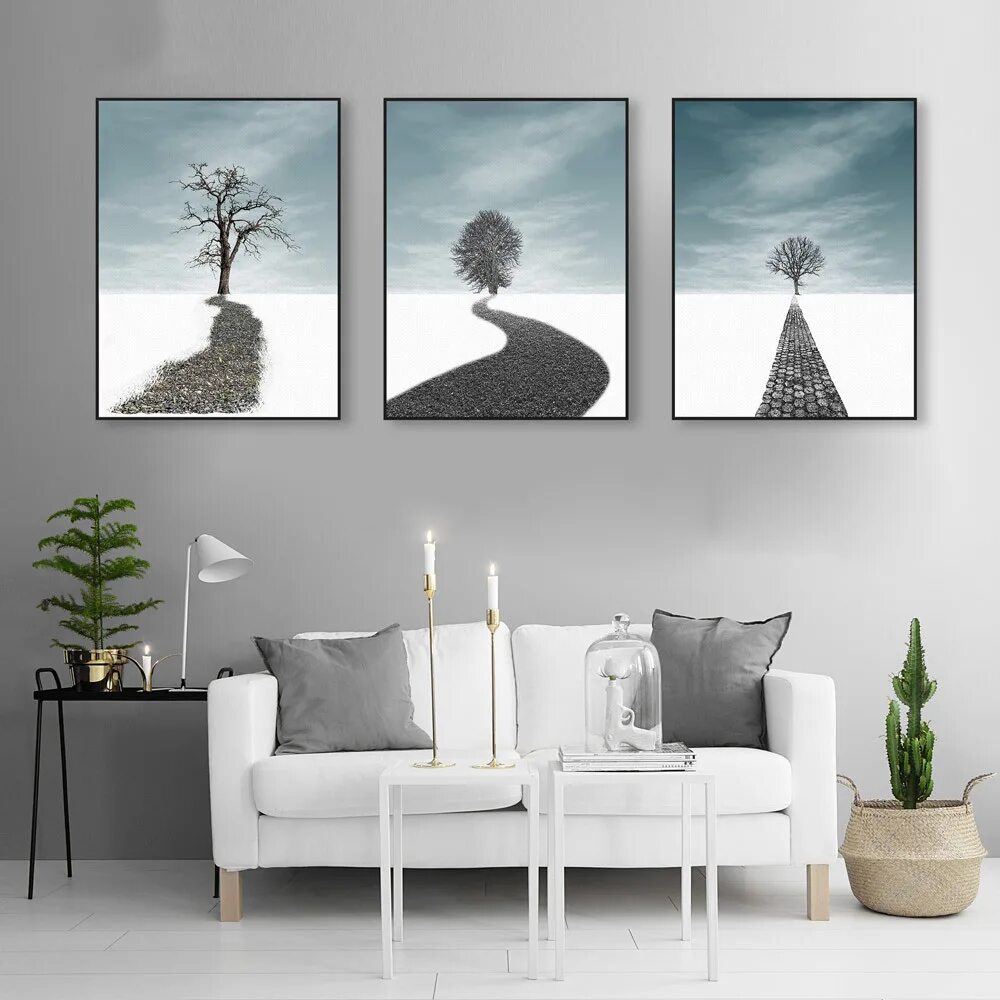 Купить постеры для интерьера недорого LZN Landscape Photo Abstract Canvas Tree Poster Print Large Portrait Of The Wall