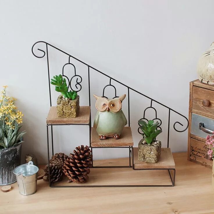 Купить предметы интерьера для дома Retro Decorative Wall Shelves Vintage Home Decor Flower Pot Metal Shelf Space Sa