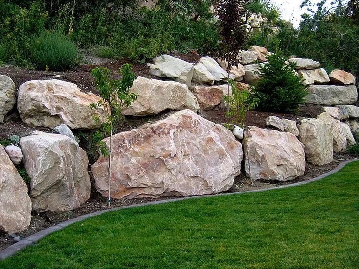 Купить природный камень для ландшафтного дизайна retaining walls - Google Search Landscaping with boulders, Rock wall landscape, 