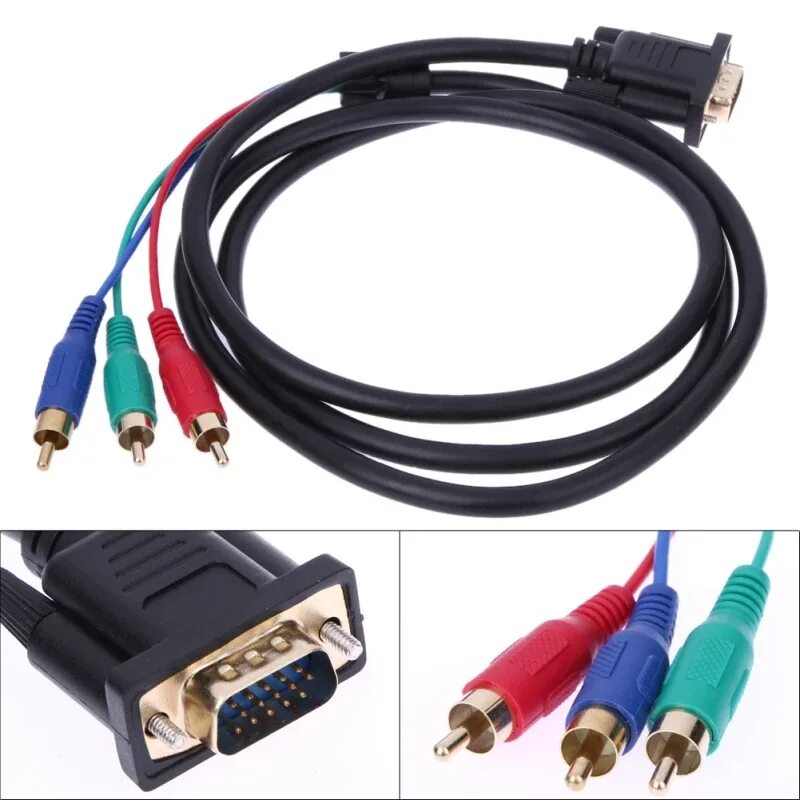 Купить провод для подключения ноутбука к телевизору 1,5 М 5ft Vga К Телевизору 3 Rca Компонентный Av Премиум Класс С Защитой От Ауди