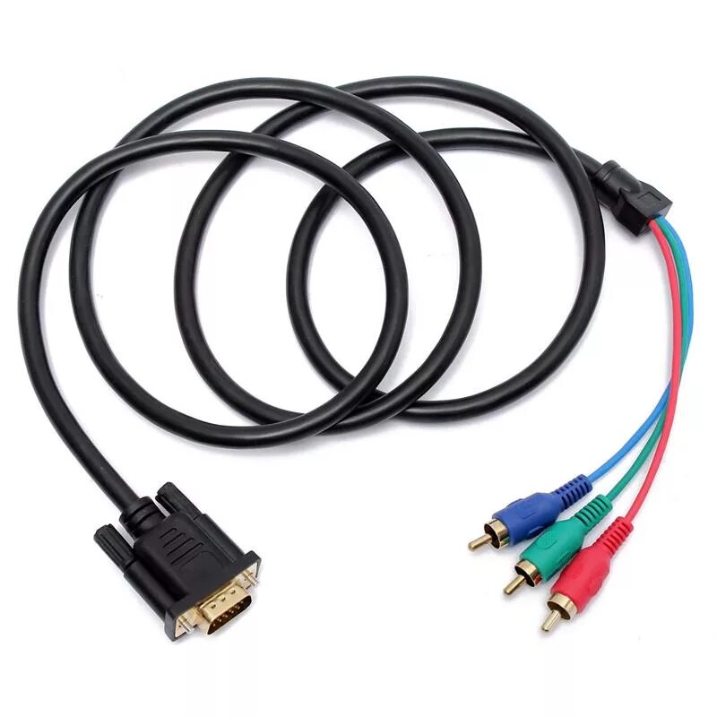 Купить провод для подключения ноутбука к телевизору Gold1.5m 5Ft VGA до 3 RCA компонентный кабель для ноутбука ПК ЖК-дисплей ТВ Lots