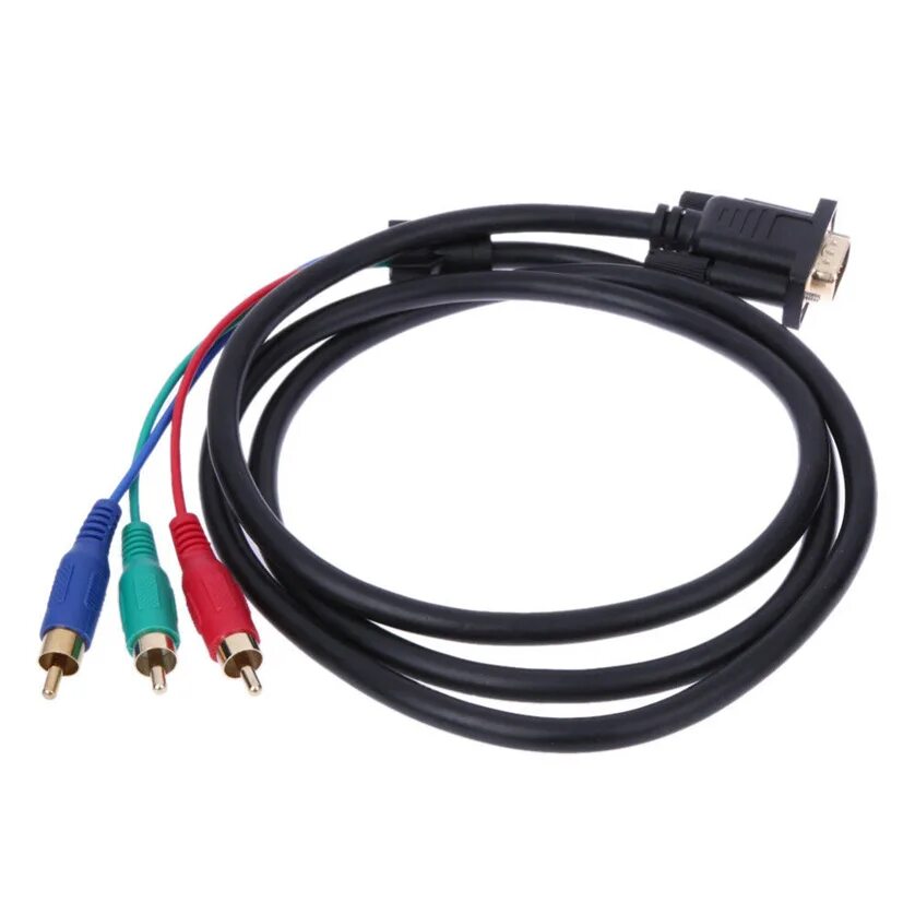 Купить провод для подключения ноутбука к телевизору Кабель VGA к 3 RCA, 5 футов/1,5 м, штекер VGA, 15 pin к TV S-Video 3 RCA PC AV, 
