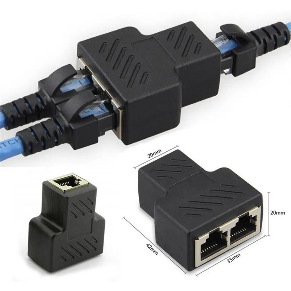 Купить провода для подключения интернета Разветвитель RJ45, адаптер от 1 до 2, с двумя гнездовыми портами, CAT 5/CAT 6, р