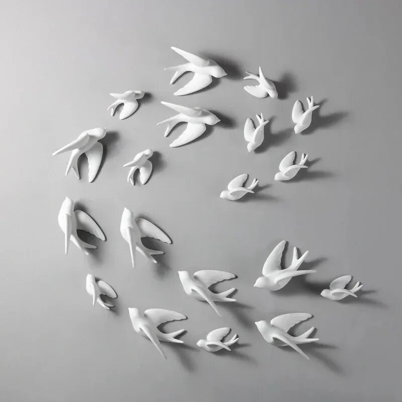 Купить птиц на стену декор Современные креативные белые 3D украшения на стену с птицами, минималистичный фо