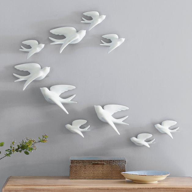 Купить птиц на стену декор Birds of Flight Wall Art, Set of Five Grandin Road Ceramic birds wall, Bird wall