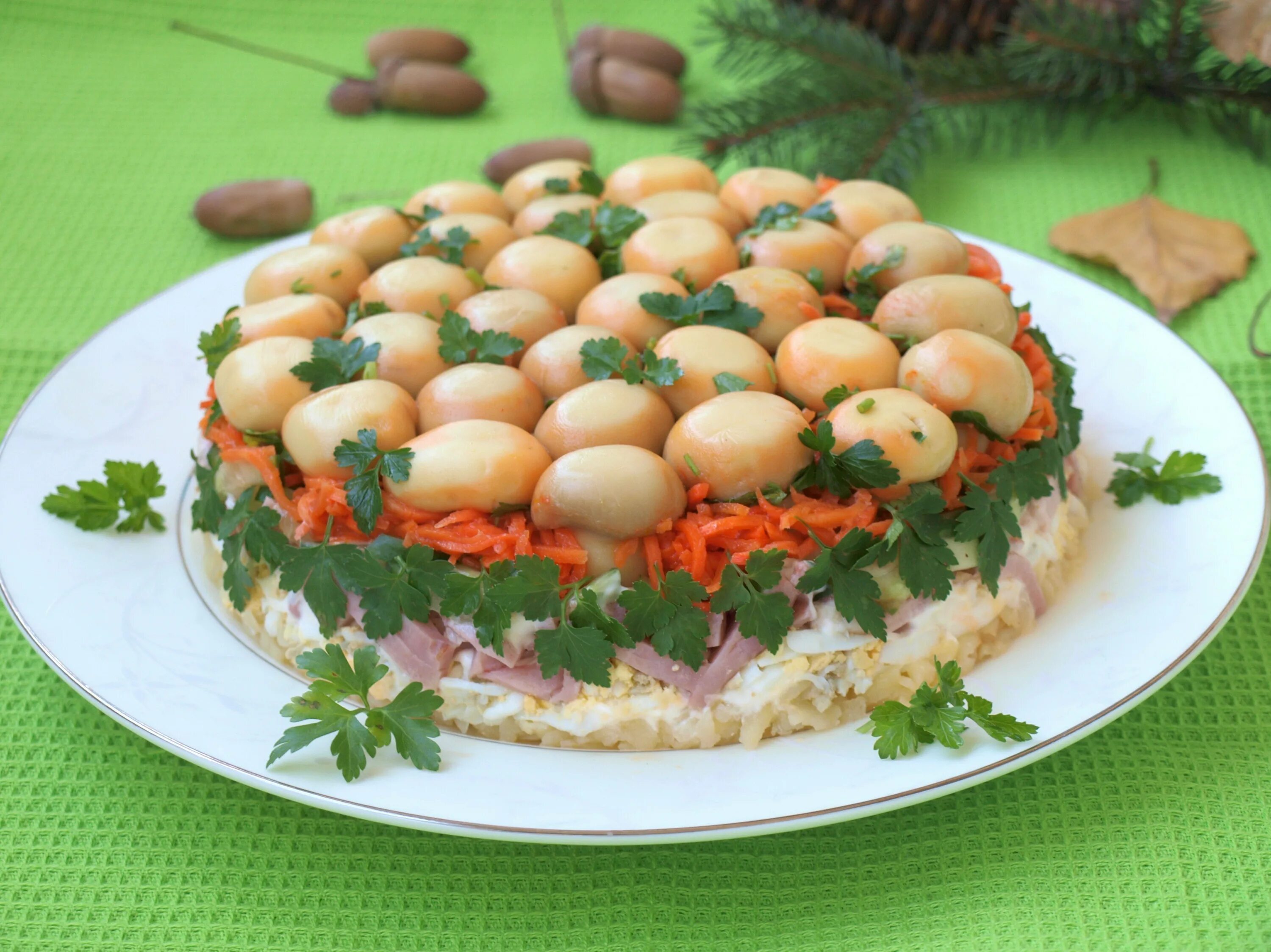Лесная полянка рецепт с фото Грибная поляна с копченой курицей