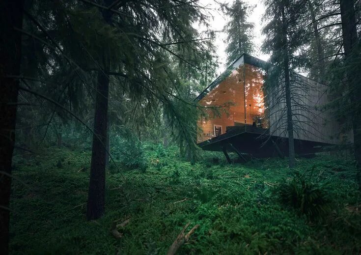 Лесной отель фото Matthias Arndt envisions 'exclusive' cubist forest hotel complex in the Bavarian
