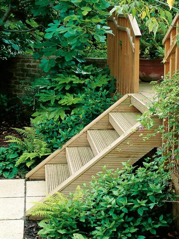 Лестница дом дача своими руками Plain Wooden Steps Balance Strong Foliage Gartendesign ideen, Gartentreppe, Land