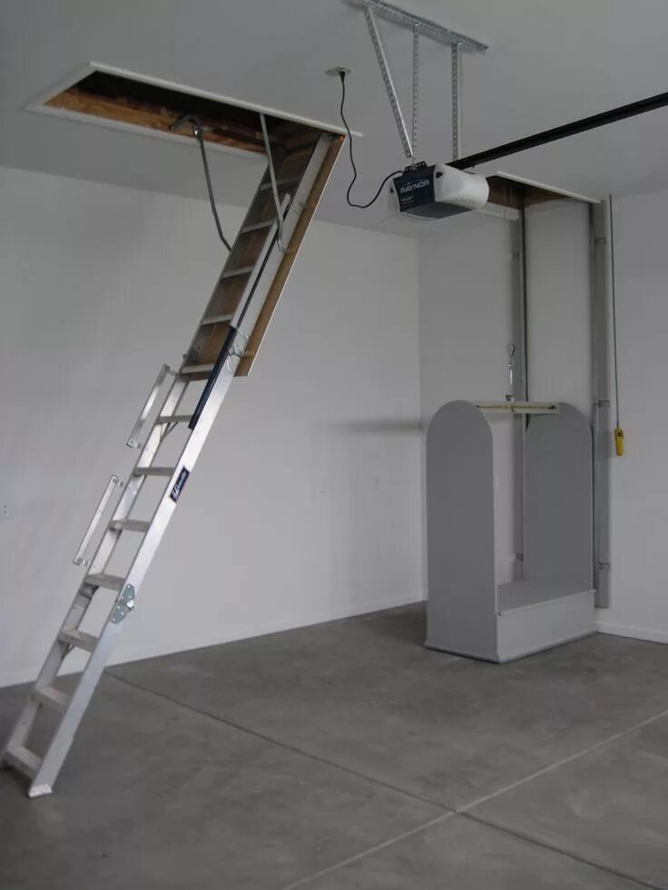 Лестница гараже фото Pull-down Stairs and Attic Lift Attic remodel, Attic renovation, Attic lift