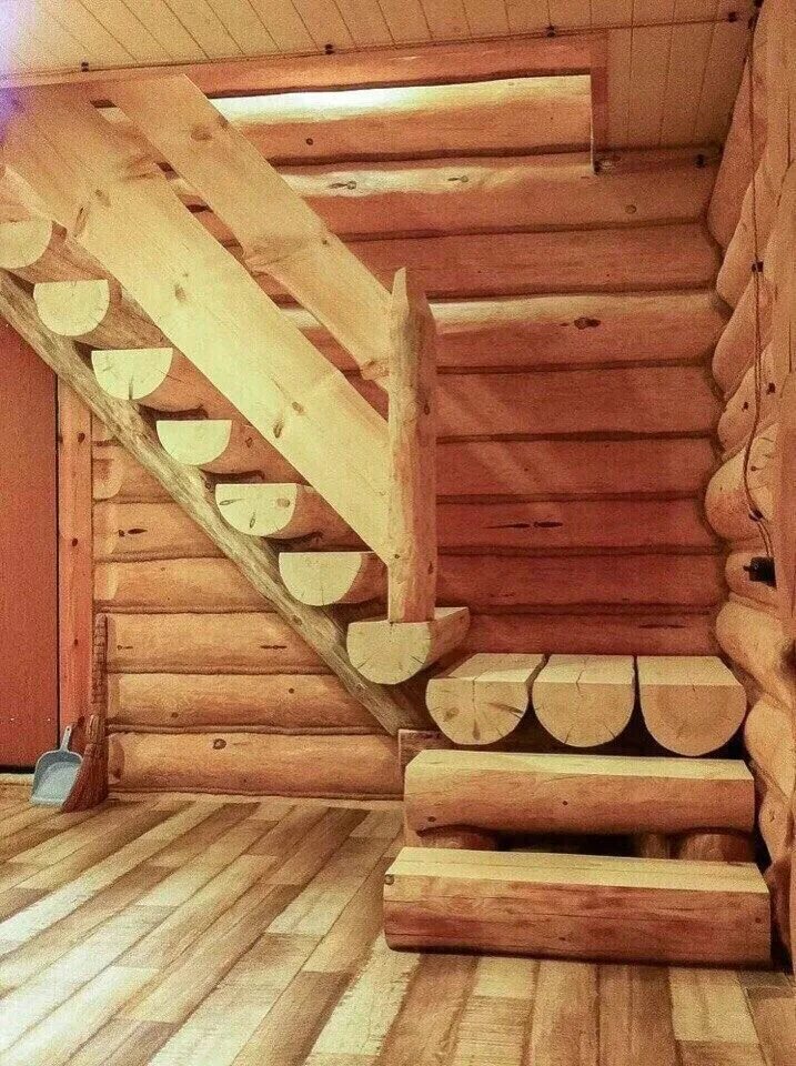 Лестница из бревна фото Pin en Дом Casas de troncos, Escaleras rústicas, Interiores de cabañas de madera