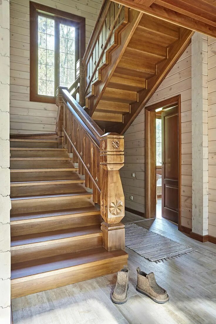 Лестница из бруса фото Деревянная лестница шале House, Design, Decor