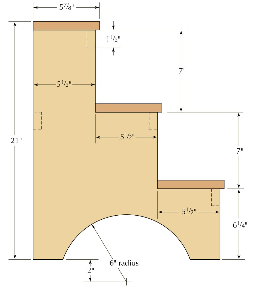 Лестница из фанеры чертежи Shaker-inspired Step Stool Popular Woodworking